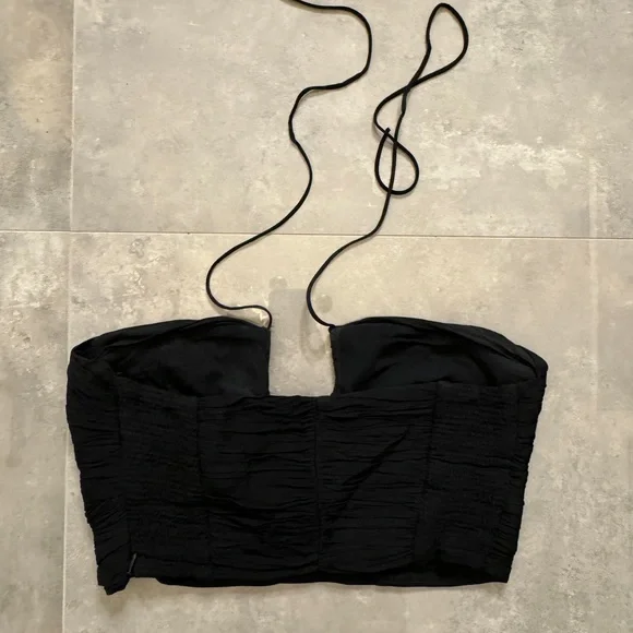 Zara Black Cropped Halter Top XL - Picture 8 of 8